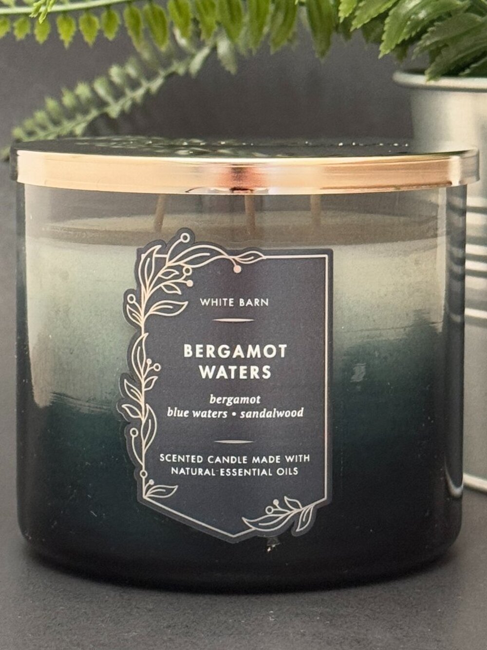 BBW Bergamot Waters White Barn Bath & Body Works 3 Wick Candle